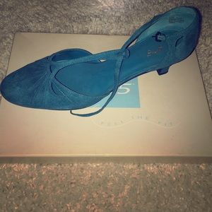 Teal suede heels